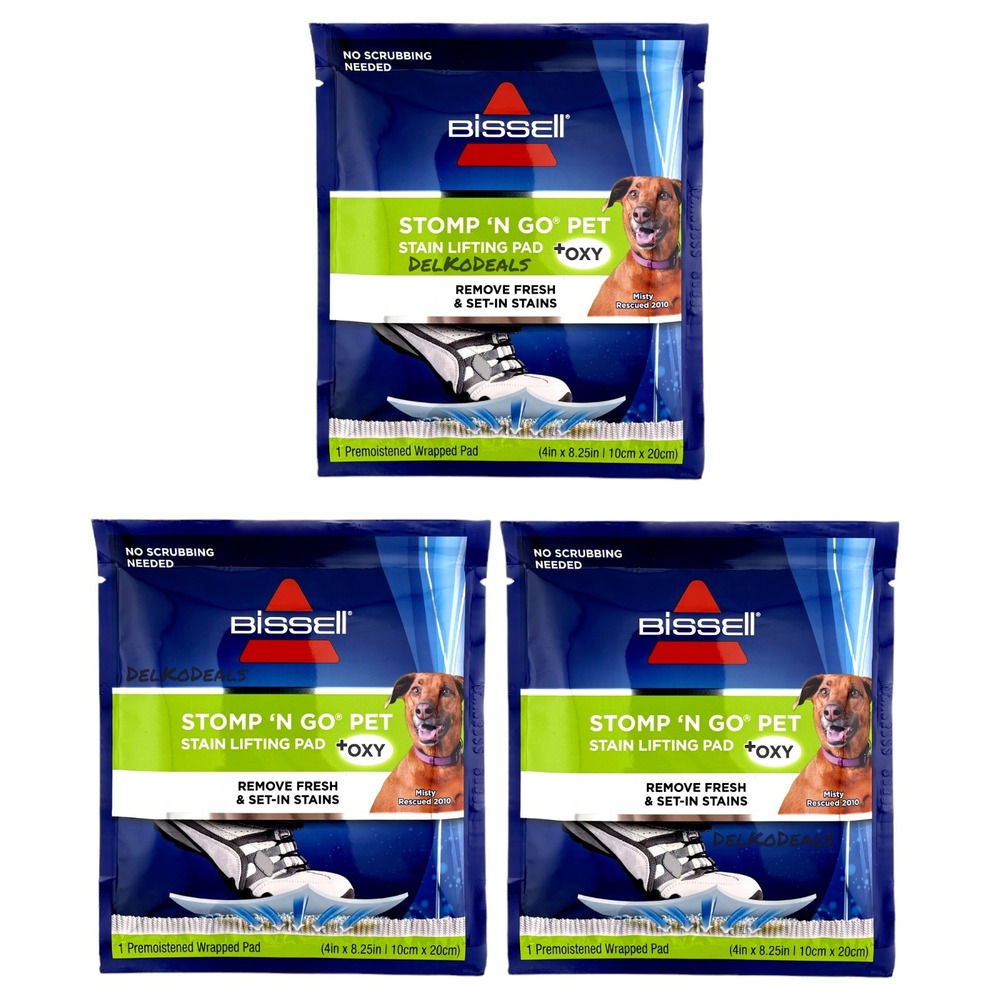 3-PACK Bissell Stomp 'N Go Pet Lifting Pads + Oxy Stain Removal‎ for Carpet Rugs